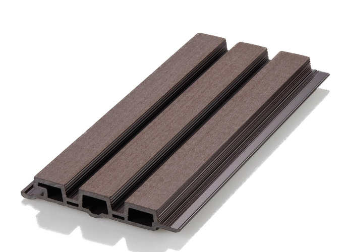 lamele zewnętrzne InoWood InoSide w kształcie kwadratowych listewek 3D w kolorze brązowym